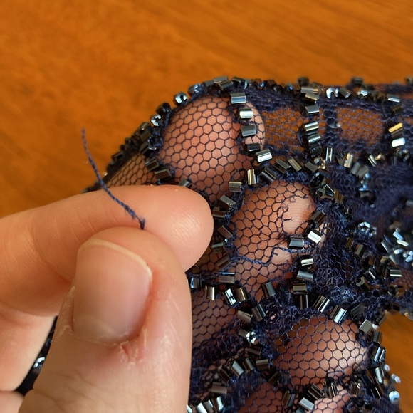 ML Monique Lhuillier Womens Size 2 Navy Blue Sequin Maxi Formal Ball Gown Dress - Picture 14 of 15